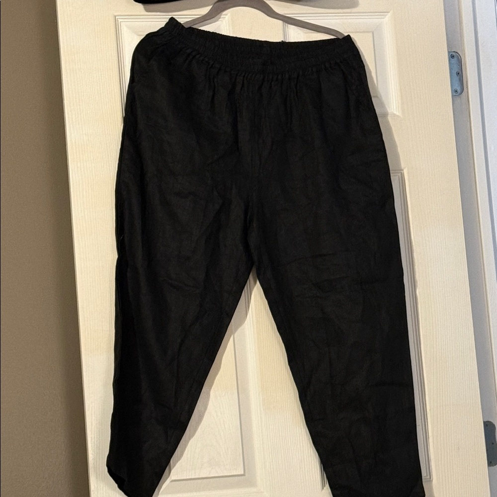 Women's Black Linen Joggers